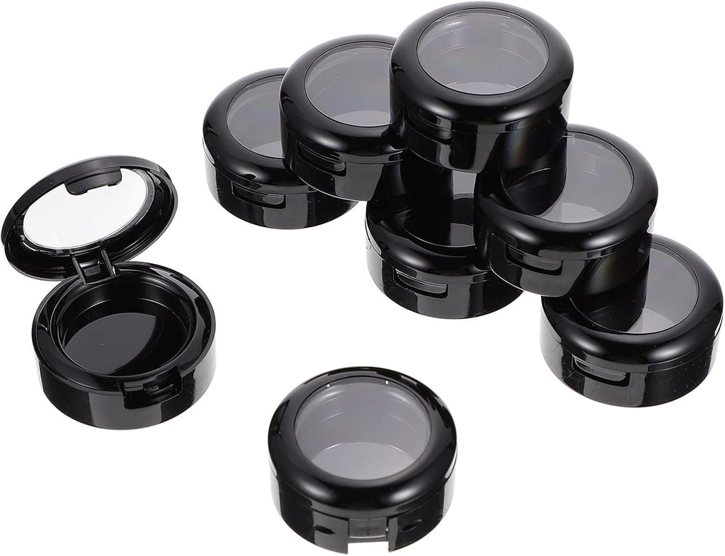 Beaupretty 8 Pieces 26mm Empty Makeup Eyeshadow Box Round Eyeshadow Storage Case Travel Eyeshadow Container for Women Girls (Bright Black)