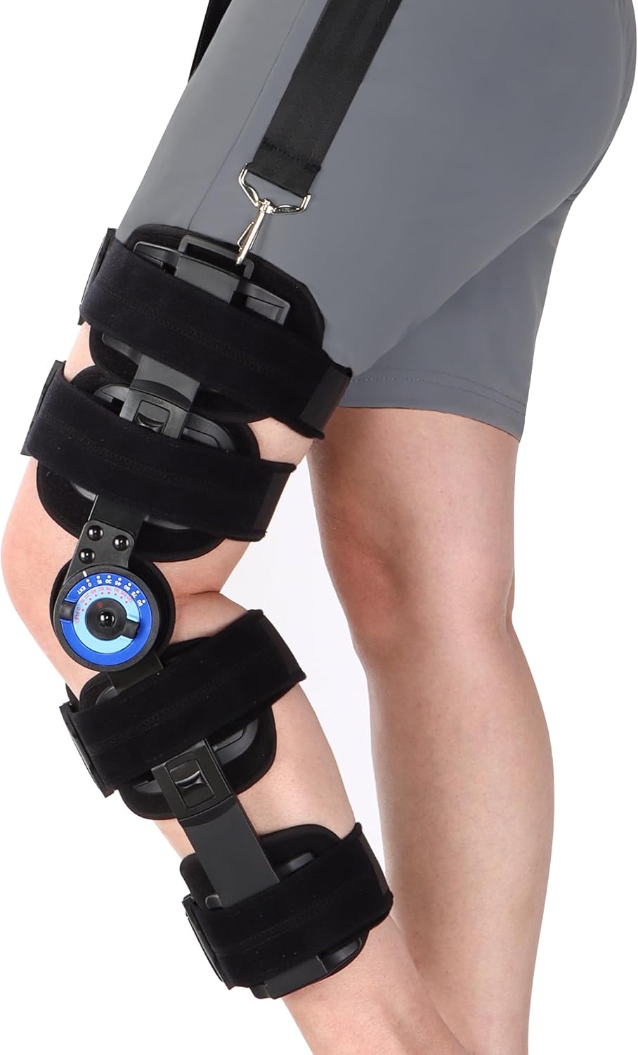 Hinged Knee Brace ROM Post Op,Adjustable With Leg Stabilizers Locking, ACL, PCL, MCL Meniscus Tear & Arthritis Support Knee Immobilizer Brace,Orthopedic Rehab One Size