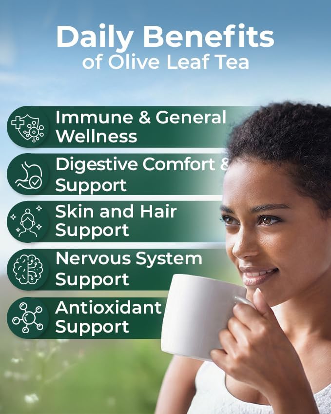 50 Bags Olive Leaf Tea Dried Olive Leaf Herbal Tea (Olea Europaea) - 50 Count 1.5 g Bags Hojas De Olivo Secas