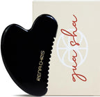Rena Chris Gua Sha Facial Tools, Obsidian Guasha Tool for Acupuncture, Manual Massage Tool for Jawline Sculpting and Puffiness Reducing, Gua Sha Facial Massage Tool, Skin-Care Gift (Black)