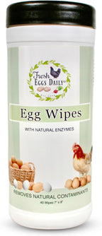 Fresh Eggs Daily Egg Wipes – Enzyme-Based Egg Cleaner for Backyard Chickens, No Rinse Needed, Natural Enzyme Formula – 40 Natural Cleaning Wipes
