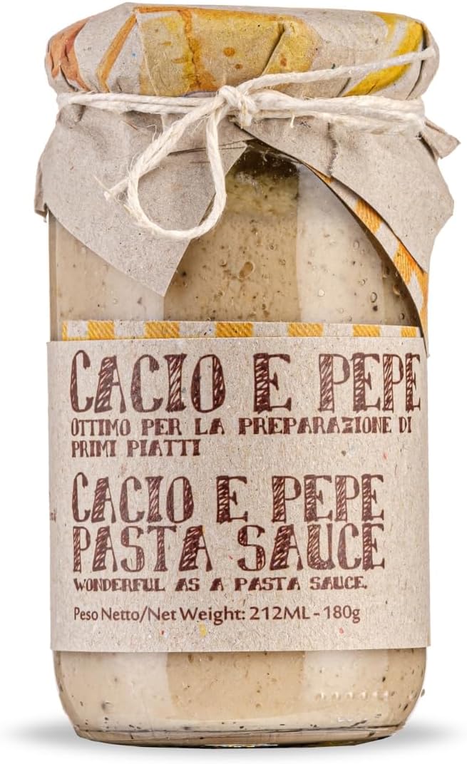 ARTIGIANI DEI SAPORI - Creamy Cheese and Pepper Pasta Sauce Jar, 6.3 oz. cacio e pepe, Product of Italy