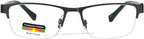 Mens Half Metal Rim Rectangular Multi 3 Power Focus Progressive Reading Glasses