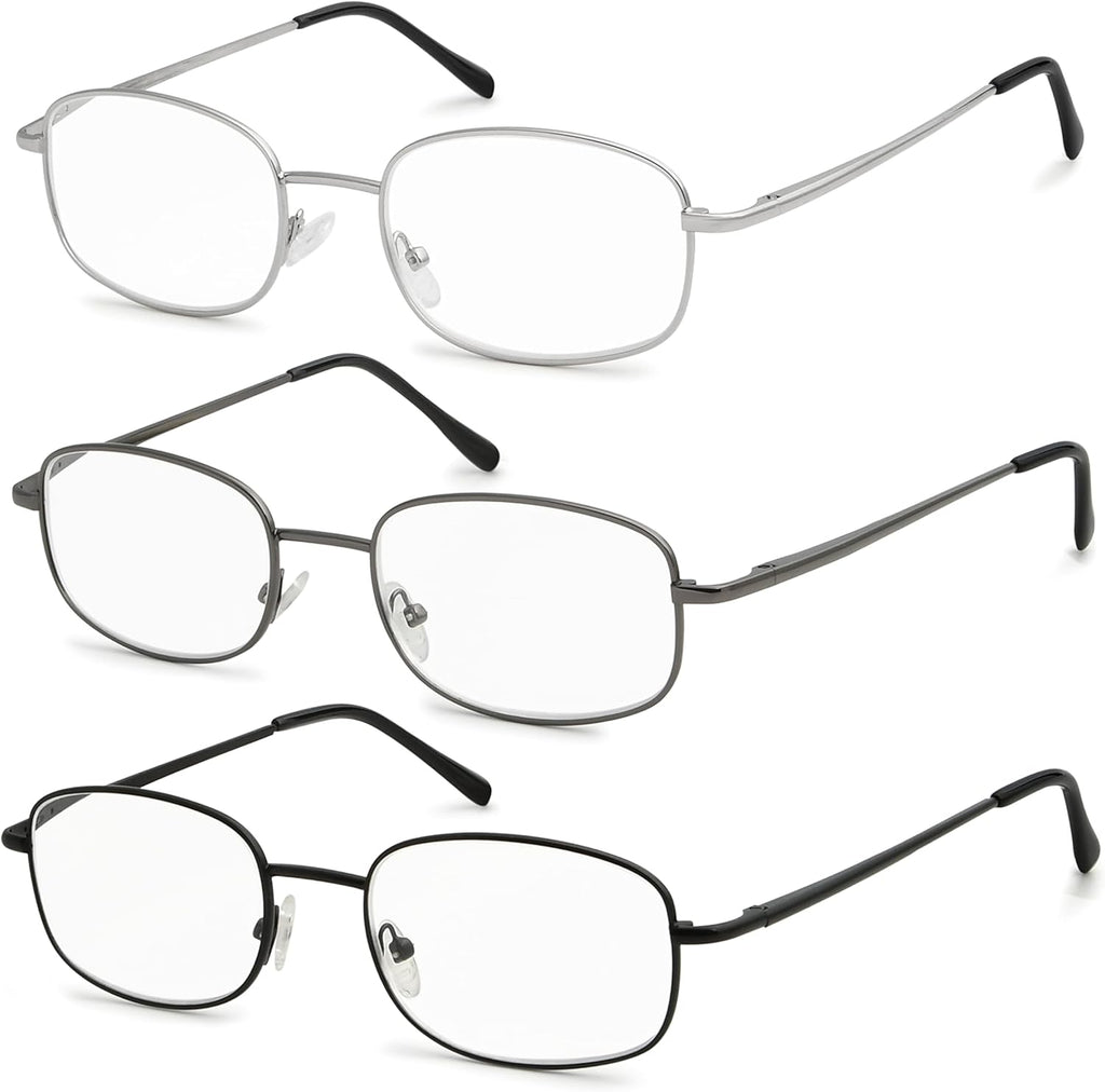 Eyekepper 3-pack Reading Glasses Men Women Metal Full Frame Readers +4.0