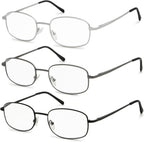 Eyekepper 3-pack Reading Glasses Men Women Metal Full Frame Readers +4.0