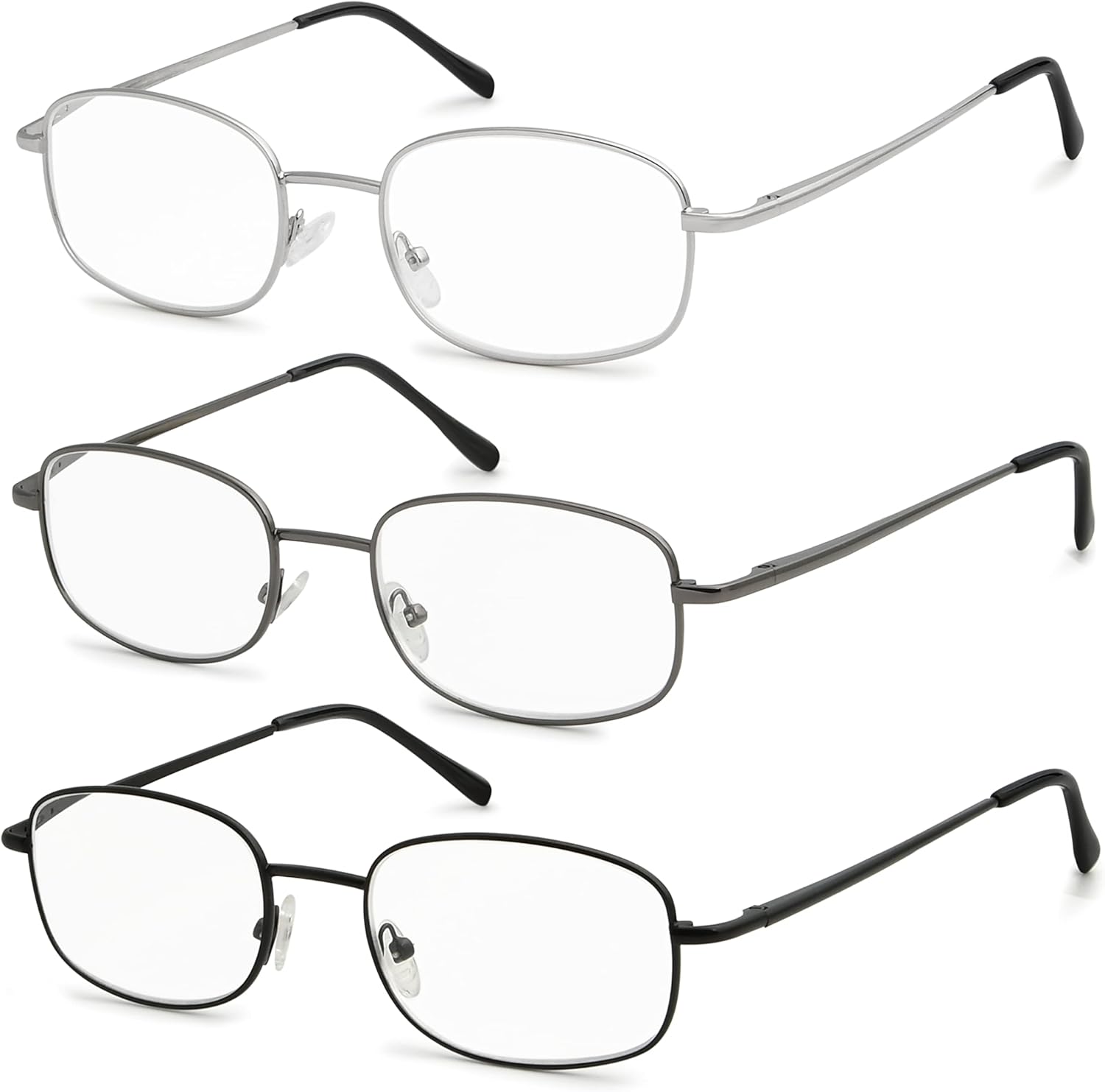 Eyekepper 3-pack Reading Glasses Men Women Metal Full Frame Readers +2.0