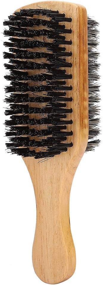 ZJchao Double Sided Beard Brush, Mustache Brush Double Sided Men's Brush Hair Brushes Facial Brush for Beard Care Bristle Nylon Mustache Comb with Wooden Handle Beard Grooming