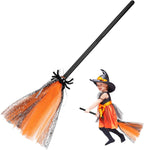 Halloween Witch Broom Kids Cosplay Accessory Lightweight Small Witch Broomstick Prop for Halloween Party Decoration