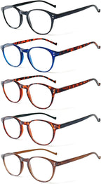 NORPERWIS 5 Pairs Reading Glasses - Standard Fit Spring Hinge Readers Glasses for Men and Women (5Color, 2.0, x)