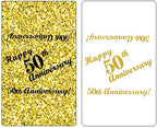 50th Anniversary Miniatures Candy Bar Wrapper, (Set of 60) Mini Candy Chocolate Bar Stickers; Gold and White, Candy Not Included. Made in USA