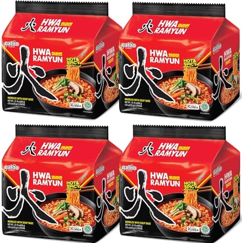 Paldo Hwa Ramyun - with Soy Peptide, Hot & Spicy Noodles, 4.23 Ounce (Pack of 20)