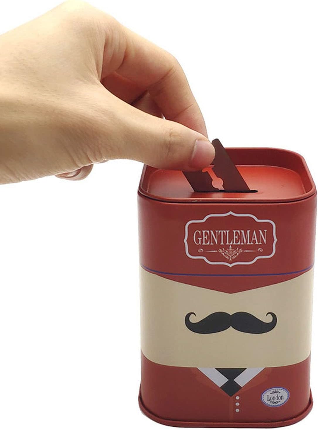 Razor Blade Disposal Container - Large Capacity Safety Blade Bank for Used Double Edge Safety Razors - Detachable Disposal Case with Beard Pattern for Barber Shops & Home, Reusable & Recyclable (Red)