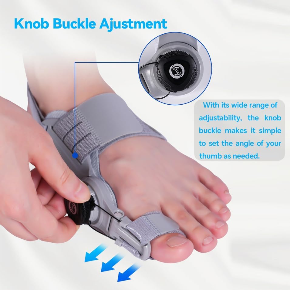 Bunion Corrector for Men and Women Big Toe, Adjustable Splint for Hallux Valgus Correction with Anti-slip Heel Strap and Detachable Silicone Pad, Toe Separators Pack (3)