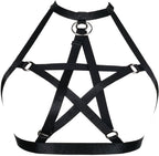 Pentagram Women Harness Bra Hollow Out Elastic Lingerie Body Gothic Strappy Cage Punk Bra