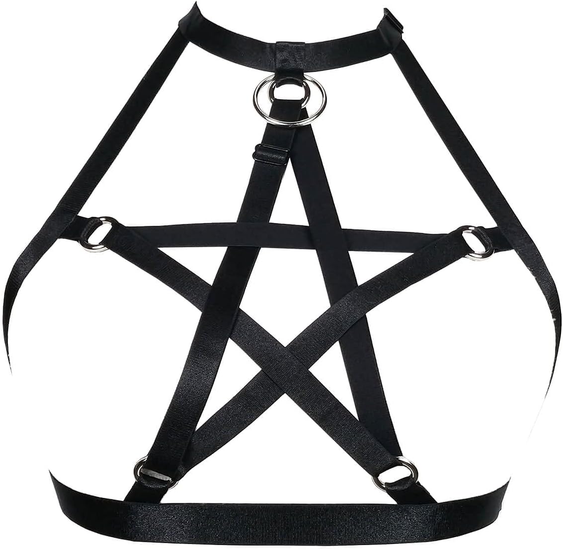 Pentagram Women Harness Bra Hollow Out Elastic Lingerie Body Gothic Strappy Cage Punk Bra