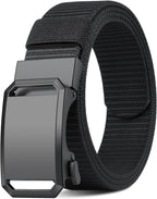 Mens Belt, Running Work Belts for Men, Holeless Adjustable Canvas Web Belts, Casual Dress Business Belt