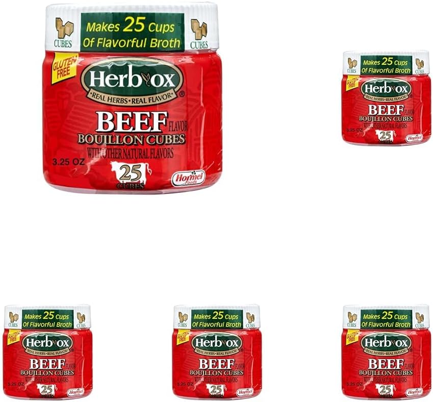 HERB-OX Beef Bouillon Cubes, Beef Stock Seasoning, 25 Ct, 3.25 oz (Pack of 125)