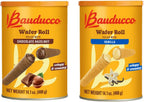 Bauducco Wafer Rolls, Crispy Chocolate & Vanilla Wafer Rolls Filled with Creamy Hazelnut & Vanilla, 28.2 oz (Pack of 2)