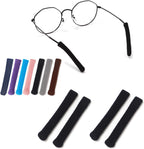 Upgrade Soft Knitting Cotton Fabric Glasses Ear Cushion, Anti-Slip Elastic Comfort Eyeglasses Temple Tips Sleeve Retainer, Eyeglass Ear Cushions Grips for Glasses Sunglasses Eyewear(2pairs Black)