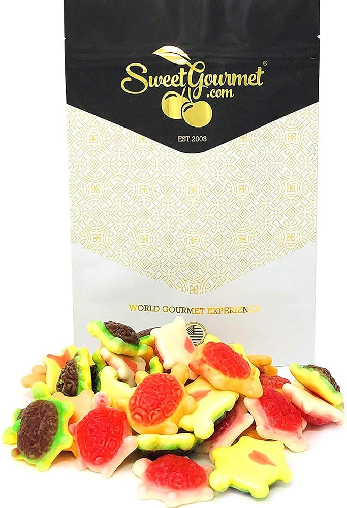 SweetGourmet Jelly Filled Gummy Turtles, Strawberry Flavor, Chewy Candy, Turtle Shape, 1 Pound