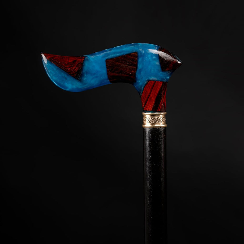 Handmade Rosewood Wooden Walking Cane for Men | Epoxy Resin Walking Stick for Senior | Lightweight Walking Cane