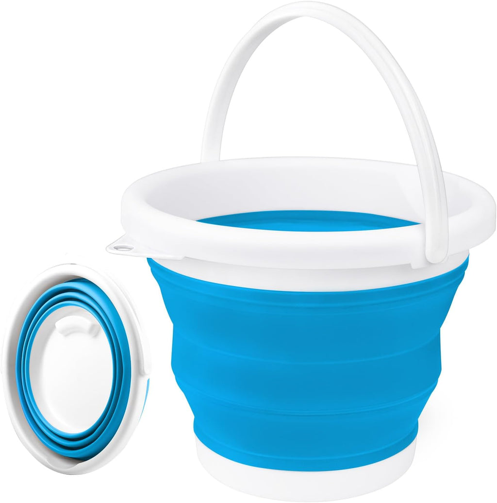 10L Collapsible Mop Bucket with Handle for Cleaning, Portable Car Wash Bucket Garden Cleaning Supplies, Ice Buckets for Parties Camping Fishing, Foldable Wash Basin Tub RV Accessories Household Use