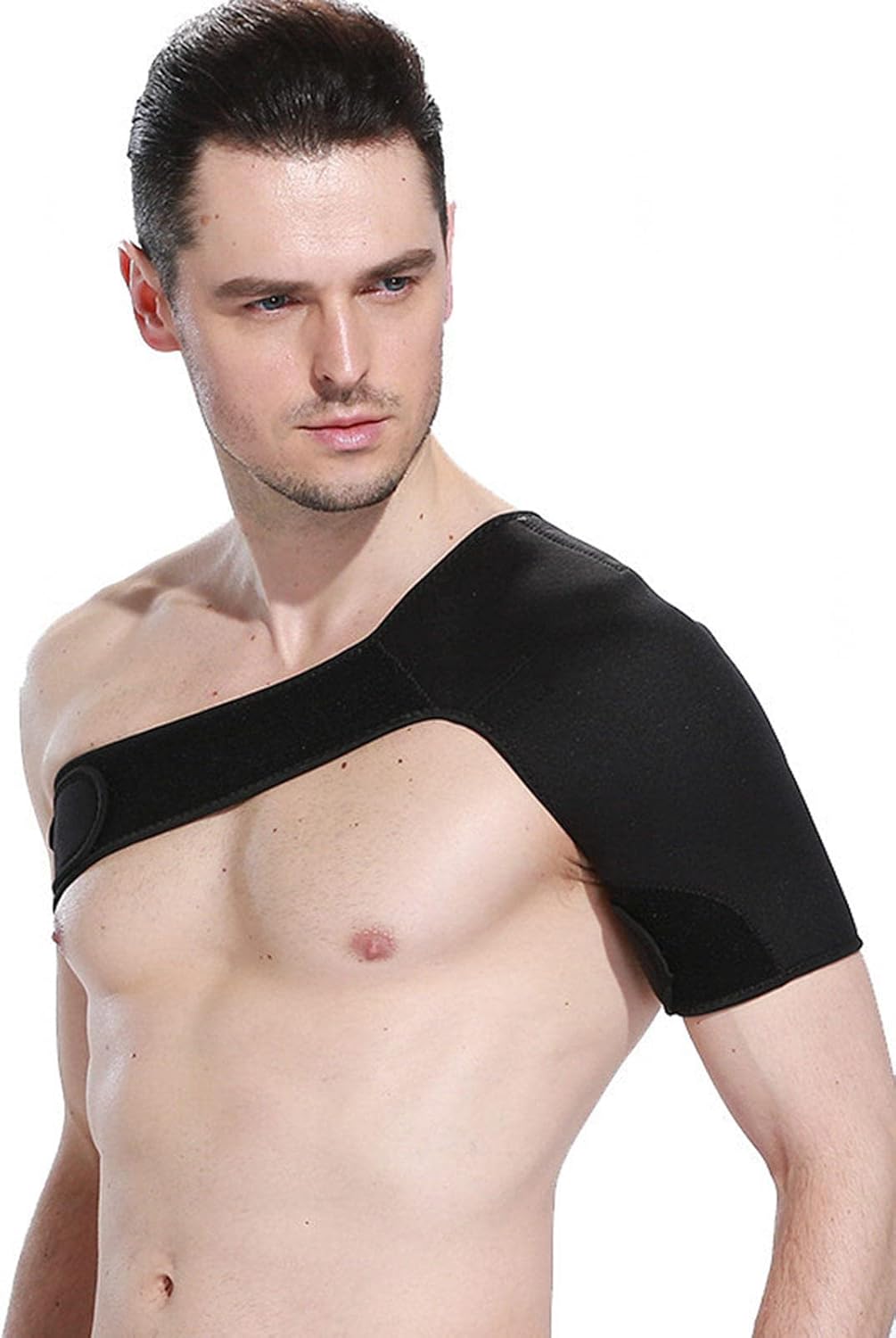 Unisex Adjustable Elastic Sport Pain Relief Single Shoulder Protector Brace Support Strap Wrap Belt Band Pad Back Brace,right