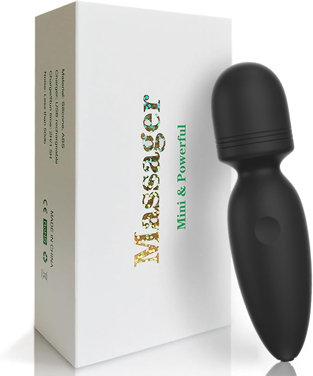Portable Mini Back Massager Waterproof Rechargeable Body Small Massager Fatigue Relieving Muscle Massager (Black)