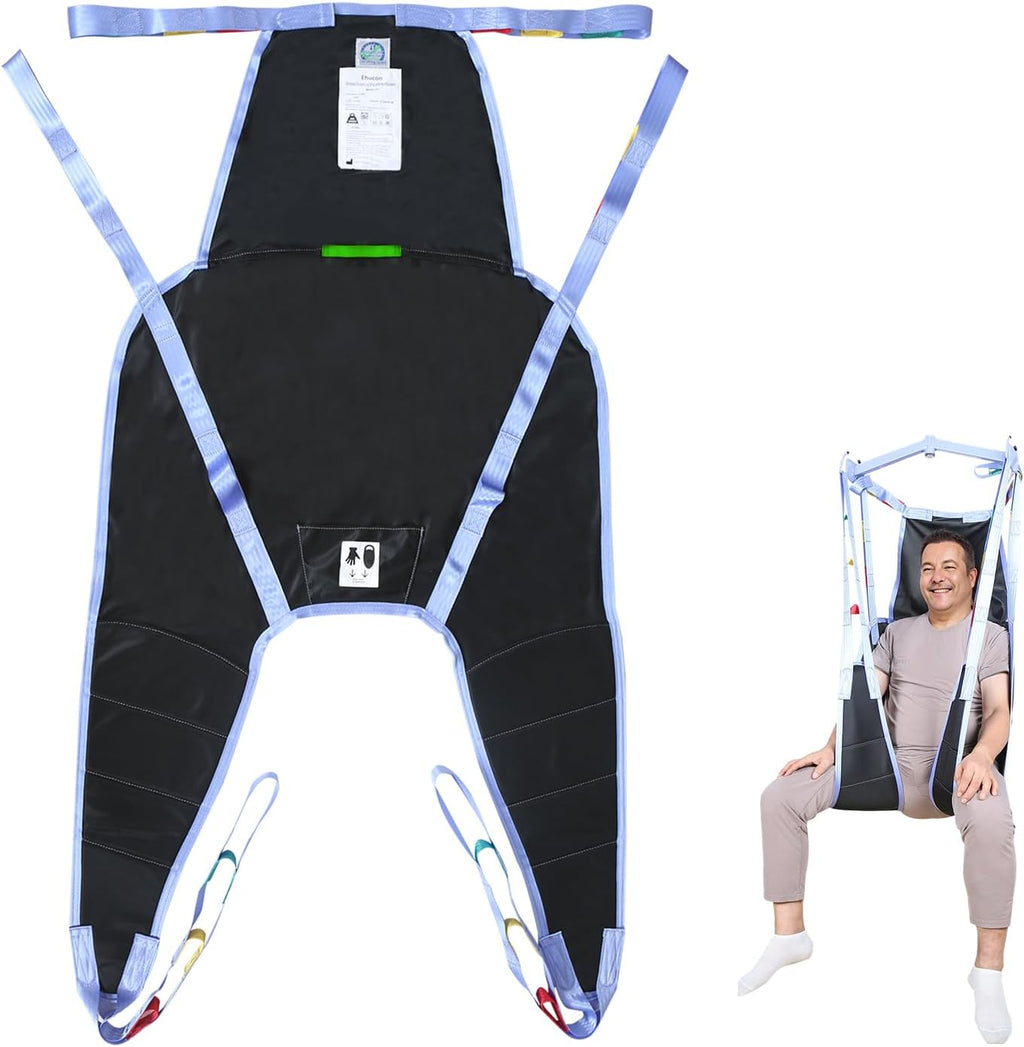 Universal Divided Leg Sling with Head Support – Padded Patient Lift Sling for Transfer, Lifting & Positioning, U-Shaped Split Leg Sling for Elderly, Disabled & Bedridden, 500 lbs Capacity