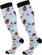 Ladybugs Flower Compression Socks Athletic Tube Unisex Knee High Outdoor Sport Sock For Running