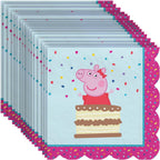 Multicolor Peppa Tea Party Scallop Beverage Paper Napkins (5" x 5") 16 Count - Premium Quality & Absorbent Napkins, Perfect For Parties & Themed Events