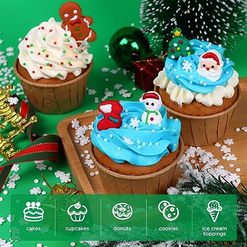 Edible Christmas Cake Decorations, Edible Gingerbread Men, Christmas Tree Candy, Santa Claus Icing Decorations, Socks, Snowman for Gingerbread House, Cupcakes, Cake, Cookies, and Cakecicles