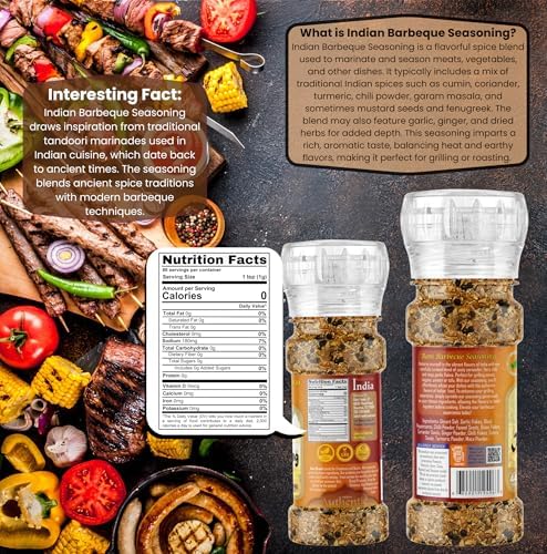 Rani Indian Barbeque Seasoning (11-Spice Blend) 2.5oz (70g) Grinder Bottle ~ All Natural | Salt-Free | Vegan | No Colors | Gluten Friendly | NON-GMO | Kohser | Indian Origin