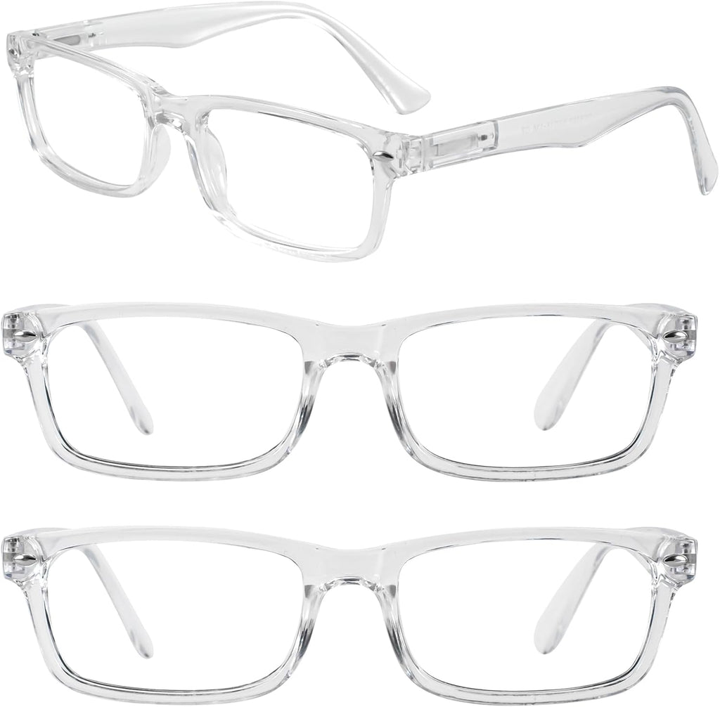 3 Packs Reading Glasses for Men Rectangle Spring Hinges Readers 1.0 1.25 1.5 1.75 2.0 2.25 2.5 2.75 3.0 3.5 4.0