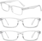 3 Packs Reading Glasses for Men Rectangle Spring Hinges Readers 1.0 1.25 1.5 1.75 2.0 2.25 2.5 2.75 3.0 3.5 4.0
