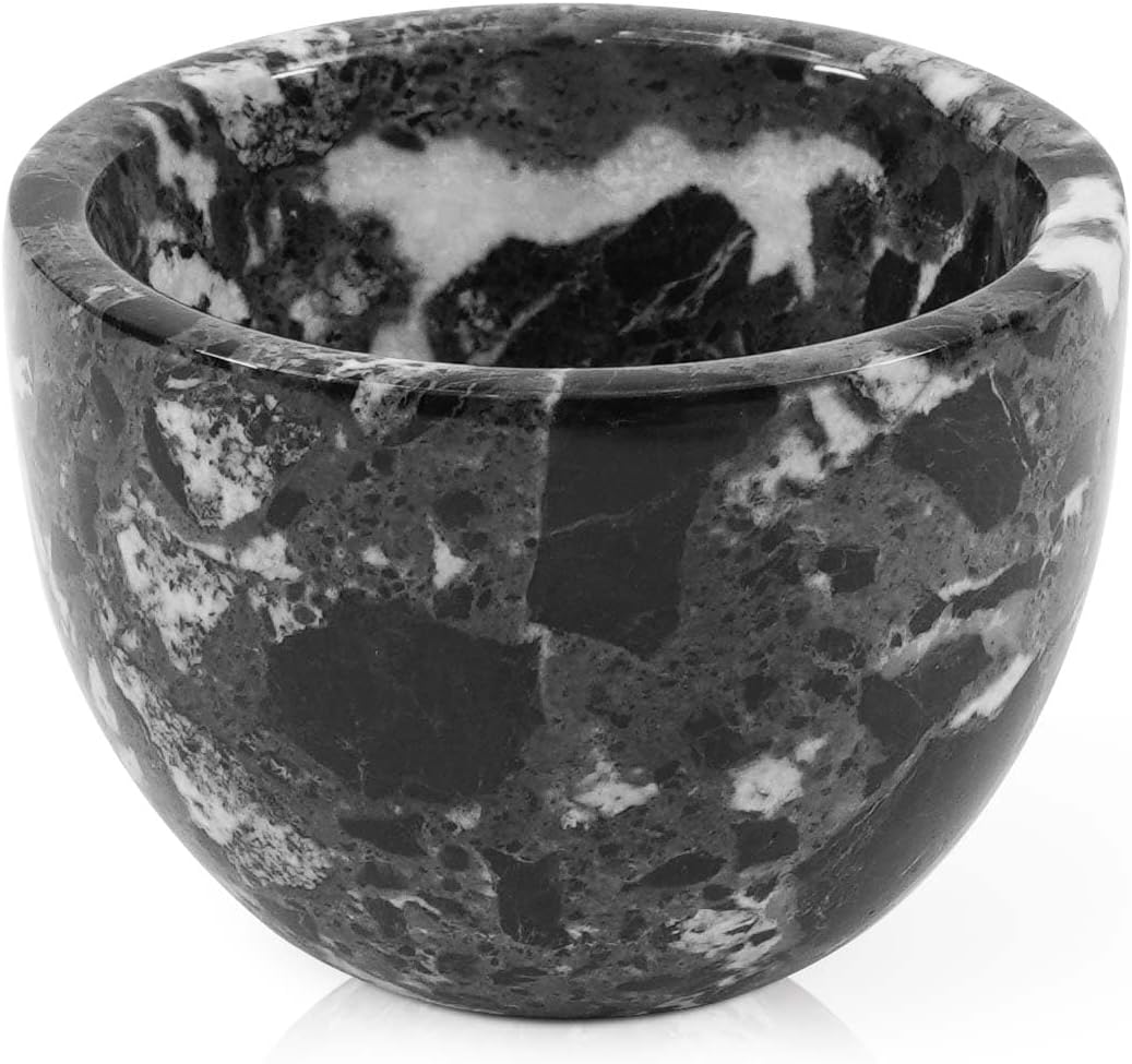 Radicaln Marble Shaving Bowl 3" Inch Black Handmade Shave Soap Holder for Men, Barber Accessories & Supplies, Luxury Stone Bowl for Shaving Cream & Aftershave Foam