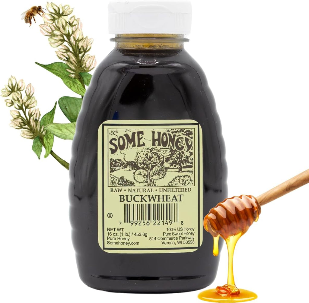 Some Honey Raw & Unfiltered Buckwheat Honey – 100% Pure U.S. Honey – USDA Grade A – All-Natural – 16 oz