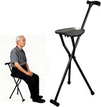 Folding Cane Walking Stick with Seat - 2 in 1 Cane Seat Stool Portable Mobility Aid Chair for Women Man,Lightweight Crutch Stool Walking Canes with Seats for Seniors Elderly, Holding 300lbs