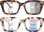 Progressive Multifocus Reading Glasses for Women Blue Light Blocking, Photochromic Multifocal Reading Sunglasses