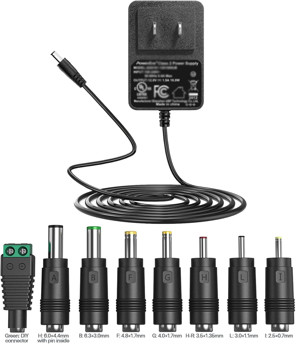 6V DC Power Adapter Charger 6V Power Supply Universal AC Adapter Power Cord with 8 Interchangeable DC Plug for 100mA 300mA 400mA 500mA 600mA 700mA 800mA 900mA 1000mA 1500mA 2000mA Equipment (DC6V-2A)