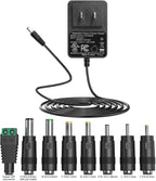6V DC Power Adapter Charger 6V Power Supply Universal AC Adapter Power Cord with 8 Interchangeable DC Plug for 100mA 300mA 400mA 500mA 600mA 700mA 800mA 900mA 1000mA 1500mA 2000mA Equipment (DC6V-2A)