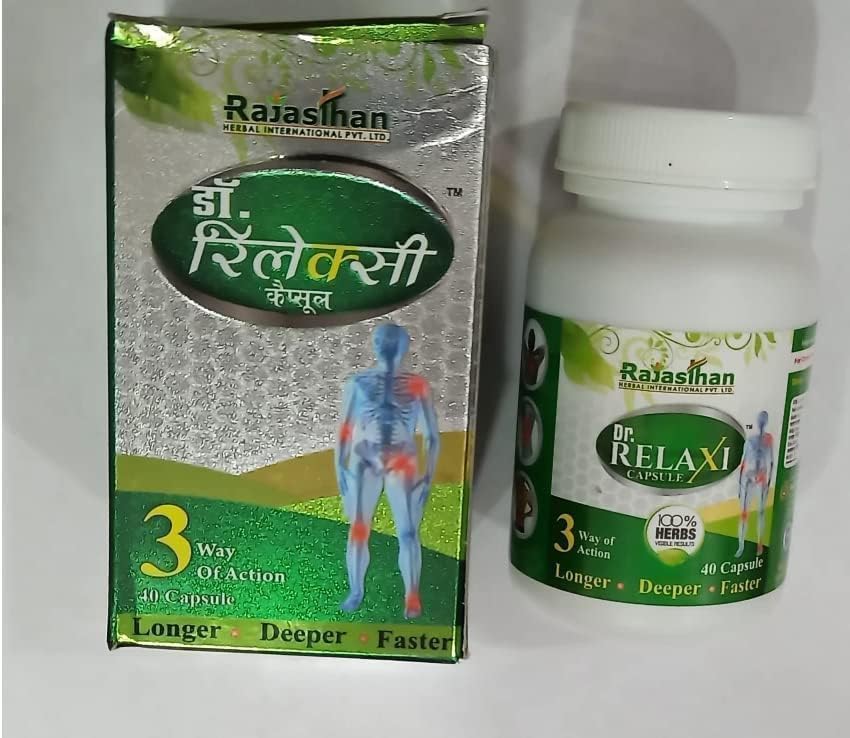Rajasthan Herbals Dr. Relaxi (40 Capsules Each) | 100% Safe & Pure Natural Ingredients (Pack of 2)- by GSKT (Buy 4 Order GET 1 Order Free Total 10 Pack)