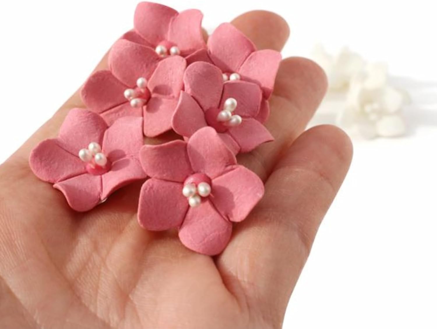Global Sugar Art Blossom Sugar Wedding Cake Flowers with Pearl Stamens, Dusty Pink, Unwired, 24 Count by Chef Alan Tetreault