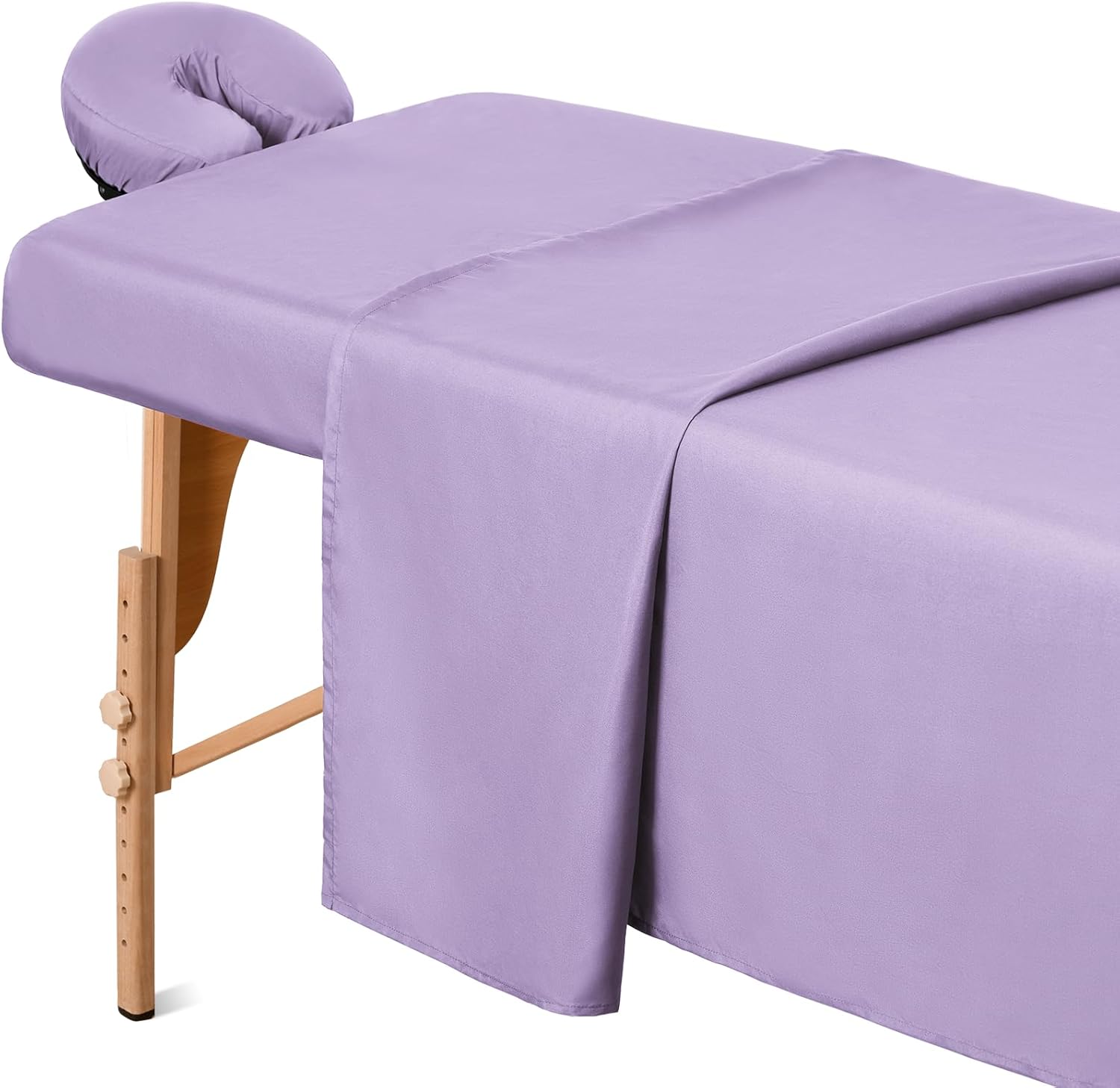 Comfyanno Massage Table Sheets Sets, 3 Pcs Professional Microfiber Massage Bed Cover Sheets, Soft, Light-Weight, Stain & Wrinkle Resistant, Includes Flat & Fitted Sheet, Face Cradle Cover - Lavender