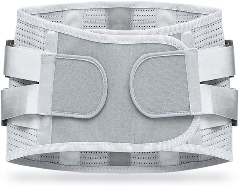 Self-Heating Back Brace for Lower Back Pain Relief Lumbar Support Belt with 3 Removable Lumbar Pads and Support Plates Women Men Sciatica Scoliosis Herniated Disc Breathable Grey (Size : L/Large)