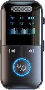 Docooler GT69 Wireless BT Audio Receiver + Transmitter 2-in-1 Audio Adapter Support TF Card Playback Support 3.5mm Audio HD Display Real-time Display of Usage Status 10m Transmission Black