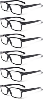 NORPERWIS Reading Glasses 6 Pairs Quality Readers Spring Hinge Glasses for Reading for Men and Women (6 Pack Black, 3.5, x)