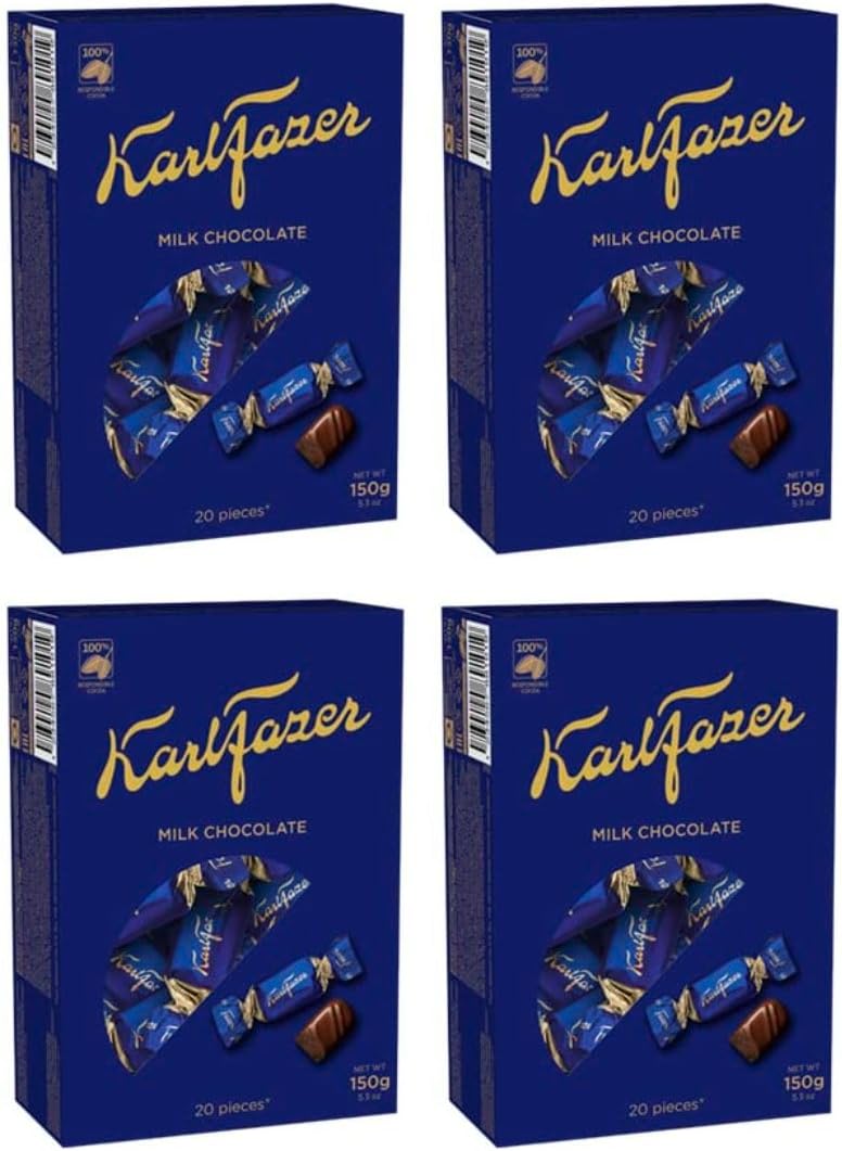 Fazer Karl Fazer milk Chocolate 4 Boxes of 150g 21.2oz
