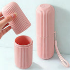 2 Pcs Travel Toothbrush Cases, Toothbrush Holder Travel, Toothbrush Case for Traveling, Camping, Home, School, Business, Bathroom (Pink)