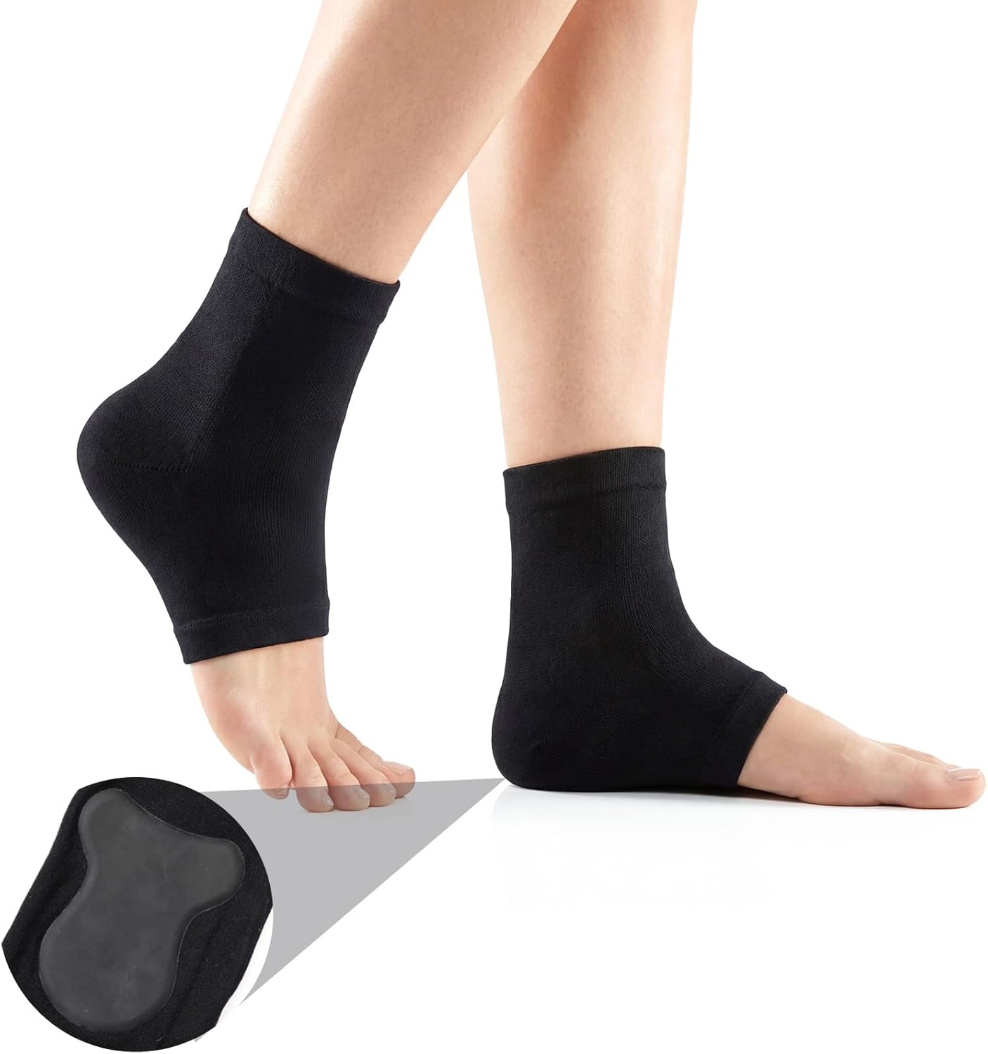 Achilles Tendon Heel Protector Compression Padded Sleeve Socks Achilles Heel Sleeve with Silicone Heels Protector Cushion Pad Ankle Support Sock for Women Men Everyday Use 1Pair